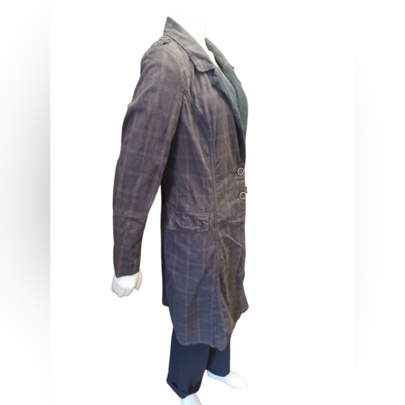 Free People Gray and Black Trench Coat EUC Vintage-Inspired Size 10 - Picture 3 of 12